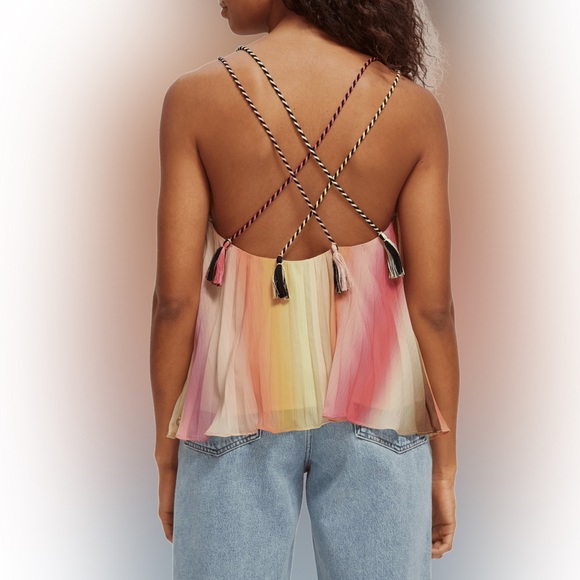 NWT $138 Scotch And Soda Pleated V-Neck Tank Top - Picture 8 of 11